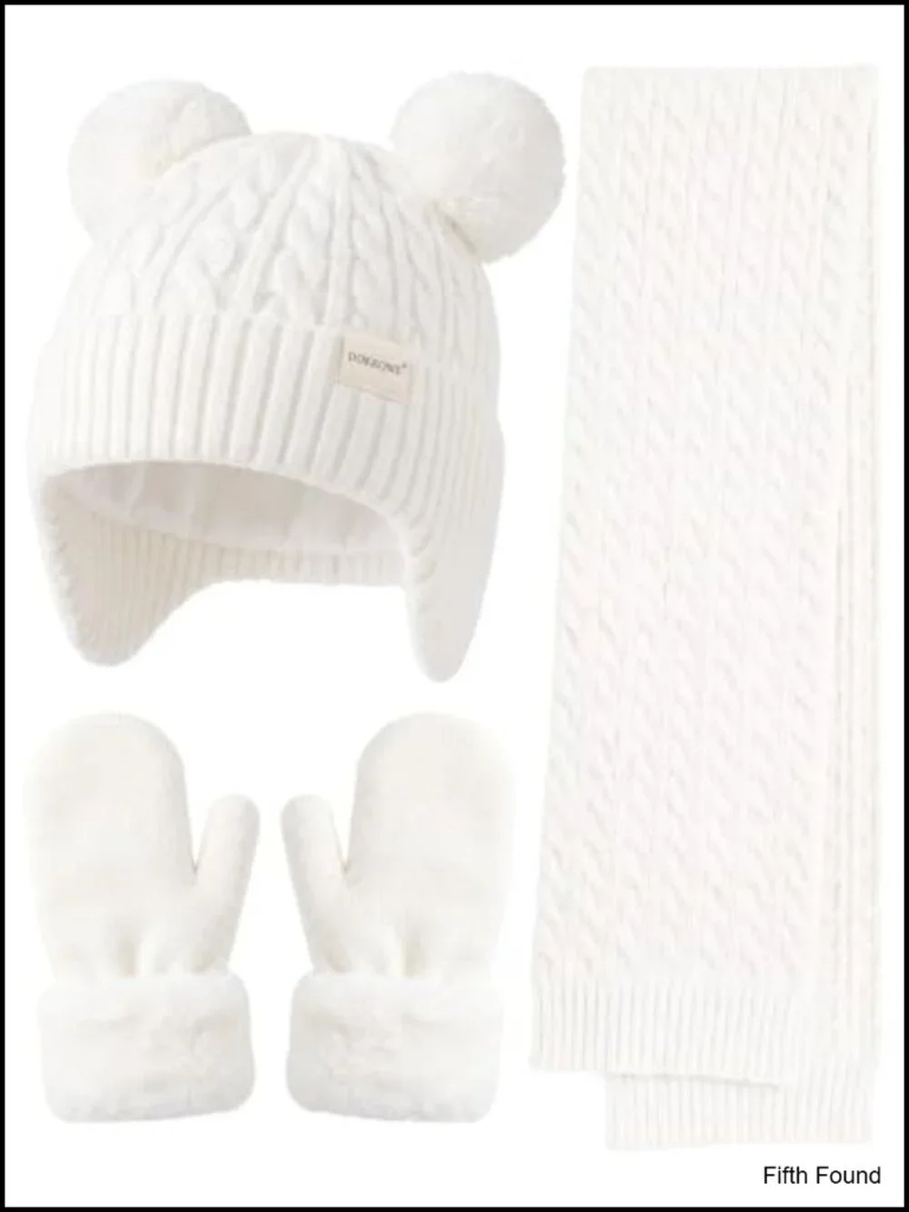 Toddler Kids Winter Beanie Mittens Scarf Set Fleece Lined Knit 3 Pc